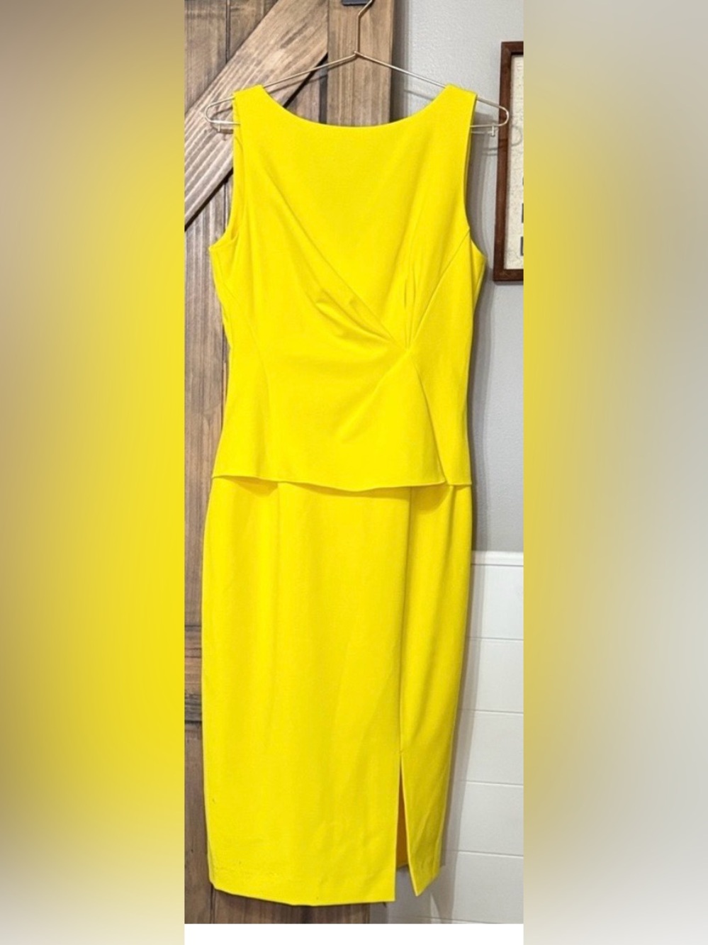 ANTONIO MELANI Yellow Sleeveless Draped Midi Dress